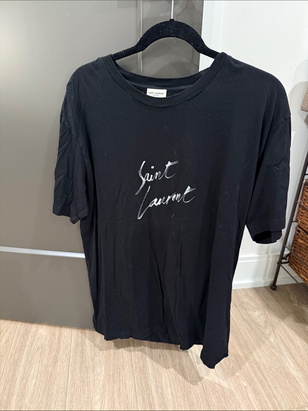 Saint Laurent Black Graphic Logo Short Sleeve T-Shirt